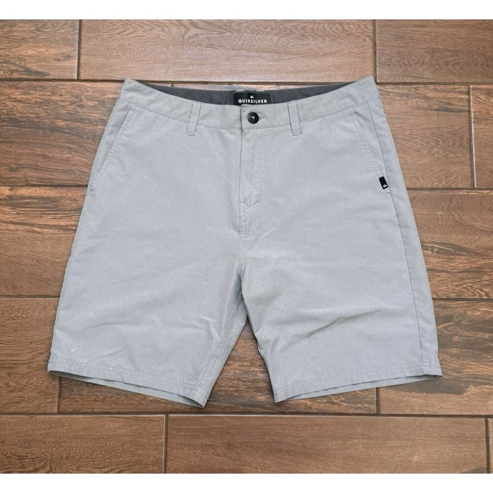 Quiksilver Shorts Men 32 Amphibian Gray Stretch Dry Water Repel Surf Land Water